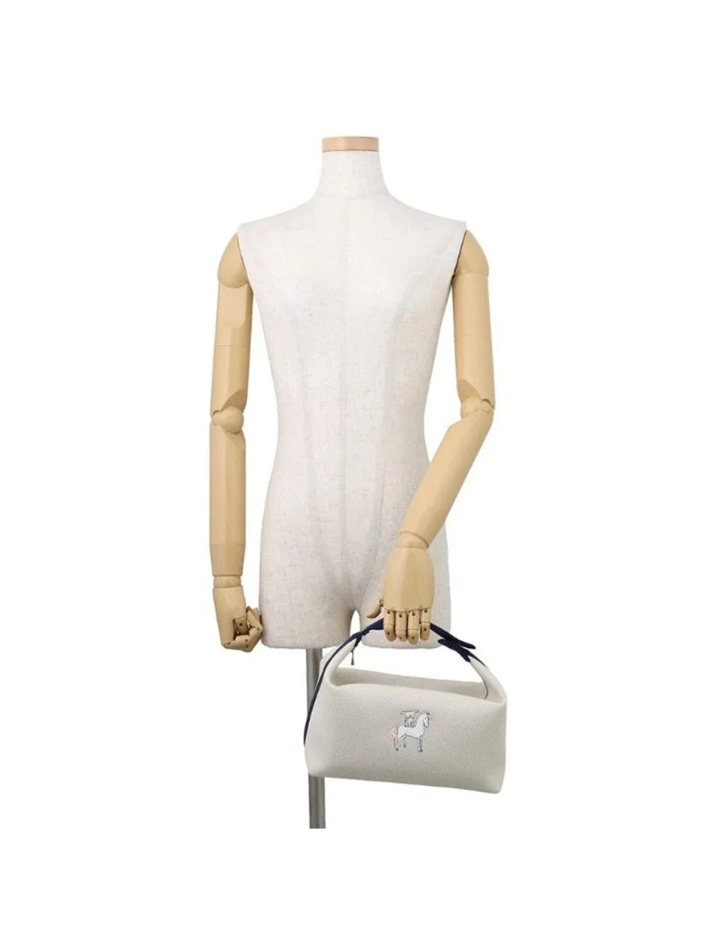 Hermes Handbag Bride-a-Brac GM Cabriolet Grispe le Silver Canvas Pouch